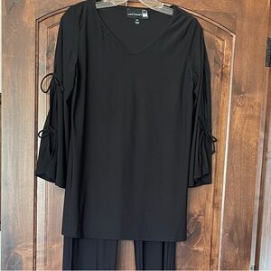 Antthony Black Pantsuit with Tie-Sleeve Detail